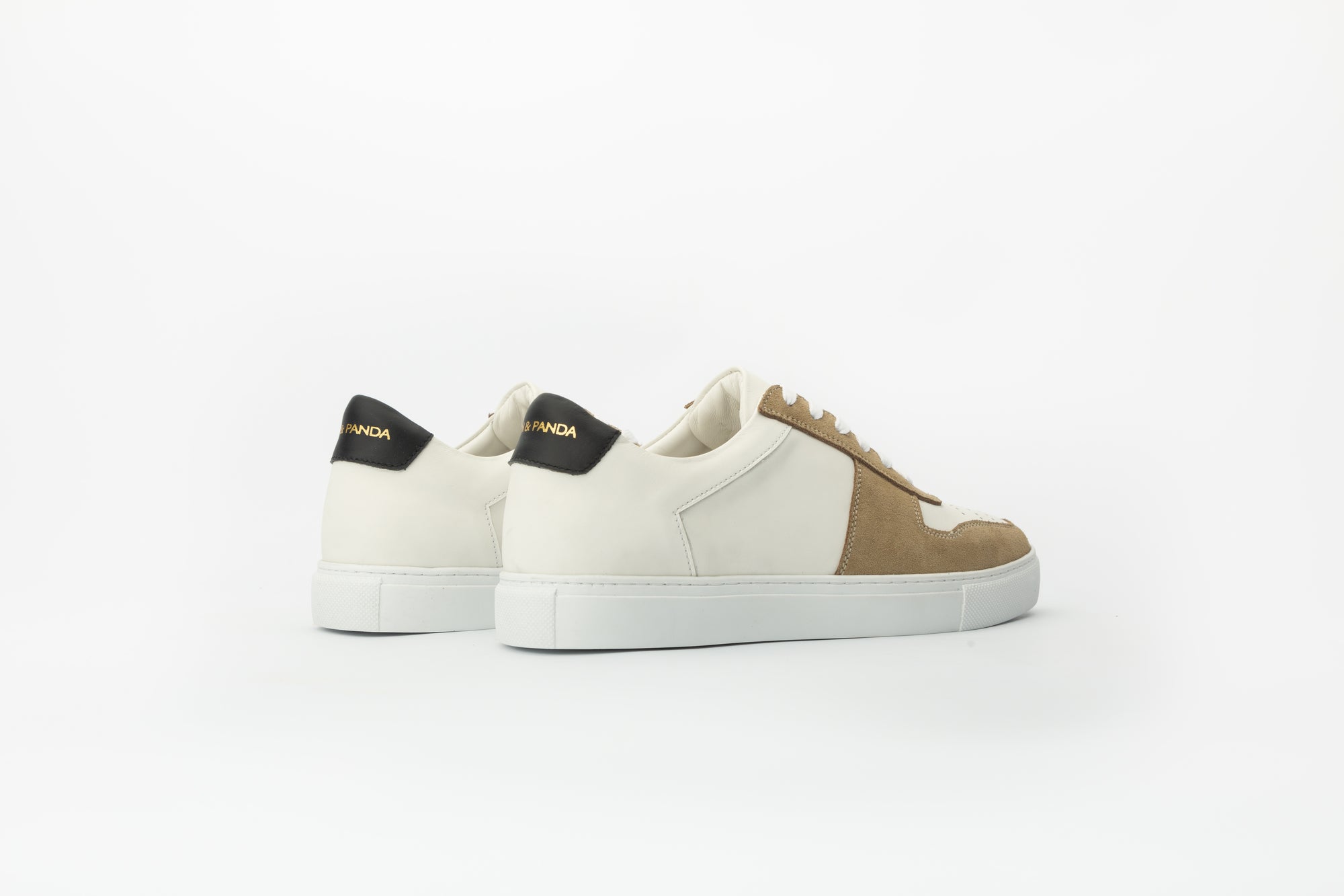 Base Sneakers in White and Grey Suede