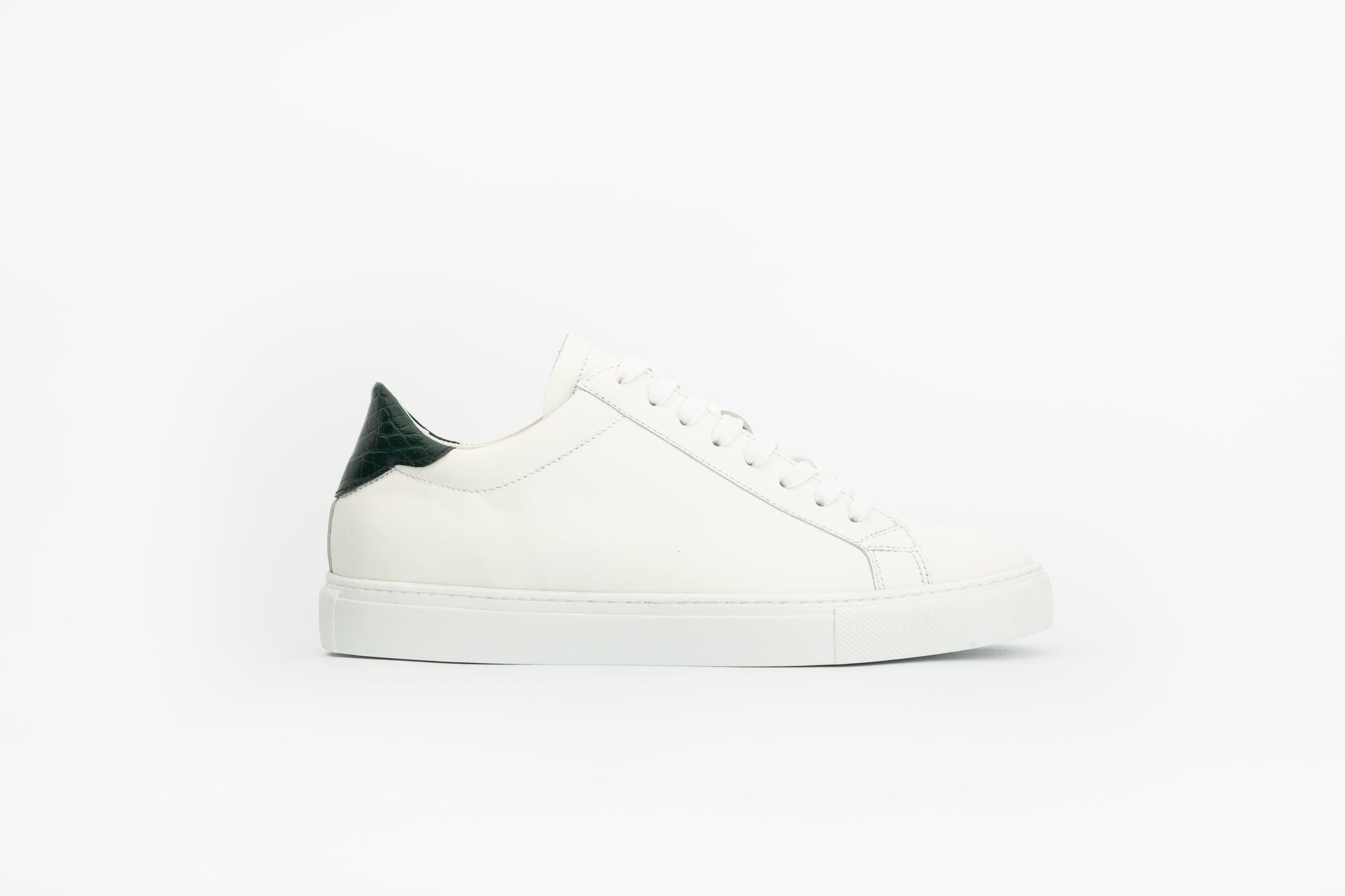 Sneakers Ghost en cuir blanc et effet croco vert