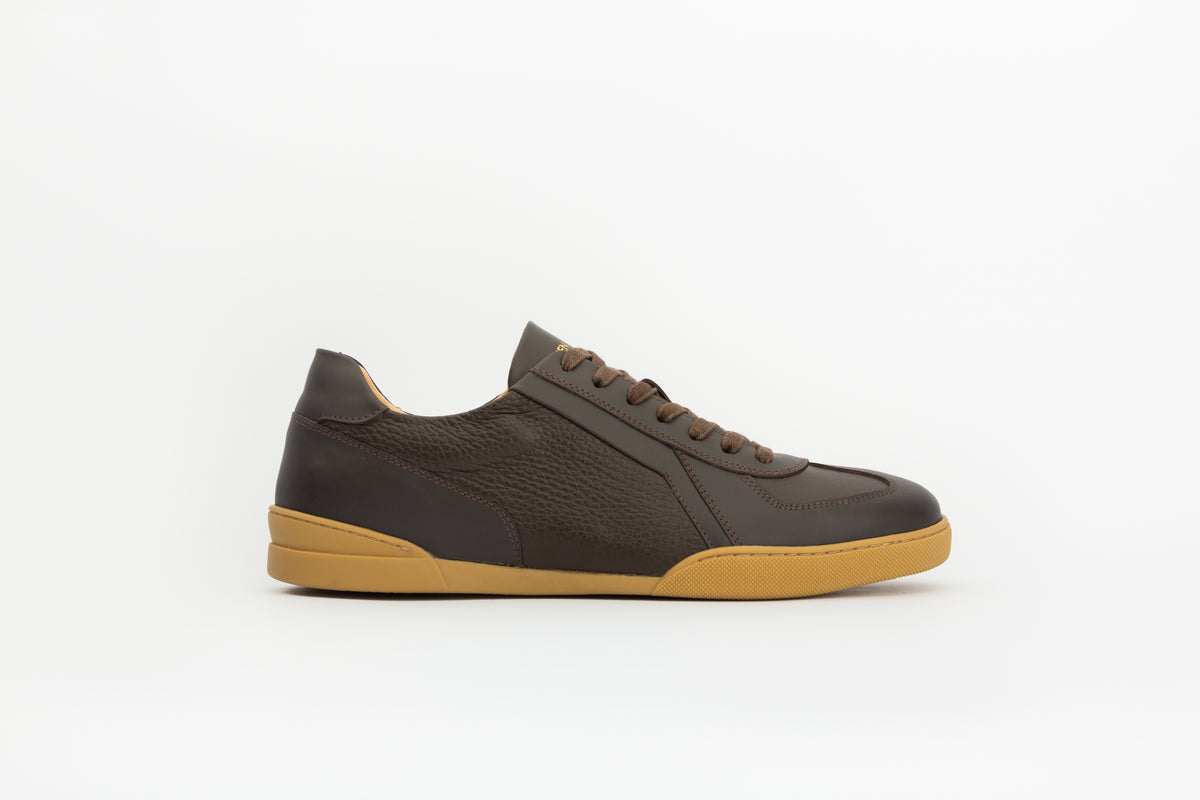 Retro Sneakers In Brown Leather