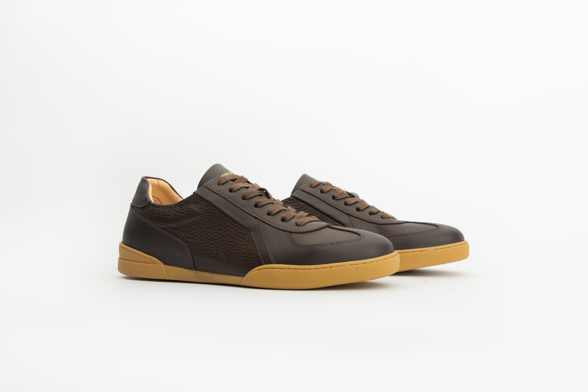 Retro Sneakers In Brown Leather