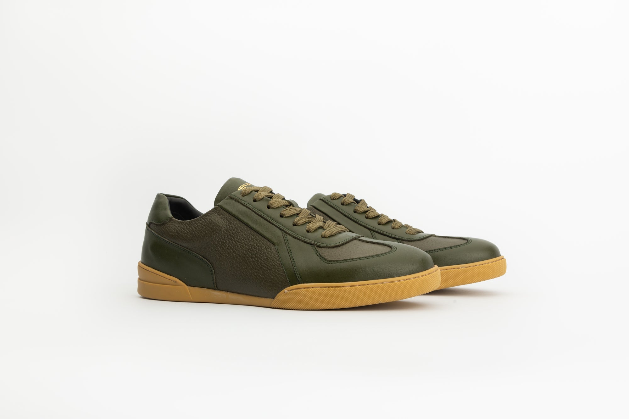Retro Sneakers In Green Leather