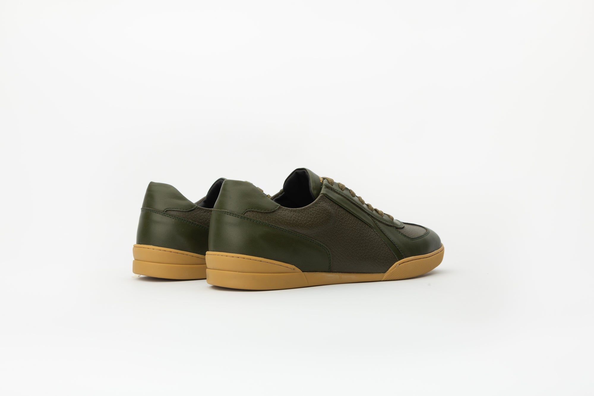Retro Sneakers In Green Leather