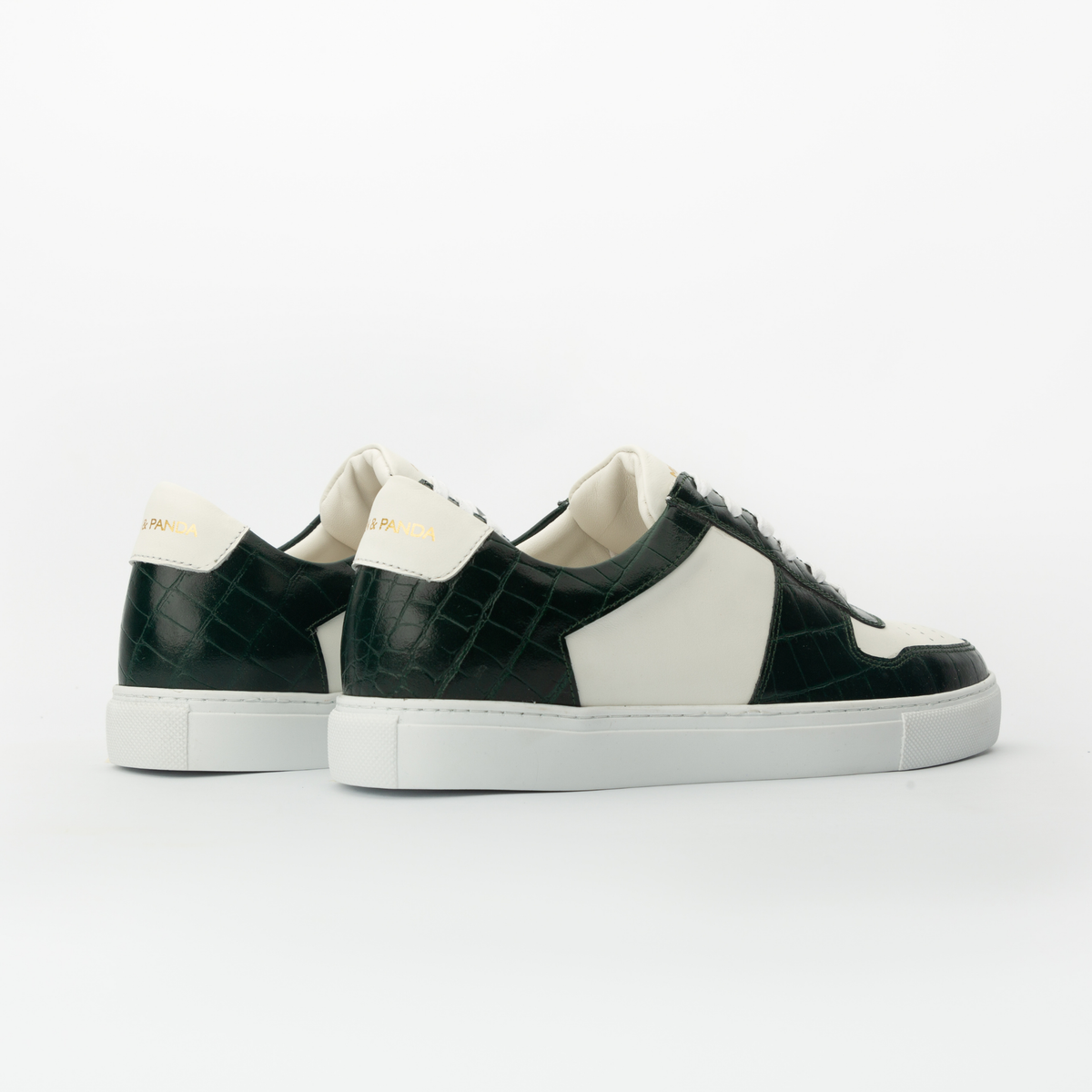 Sneakers BASE en cuir blanc - croco vert Men & Panda
