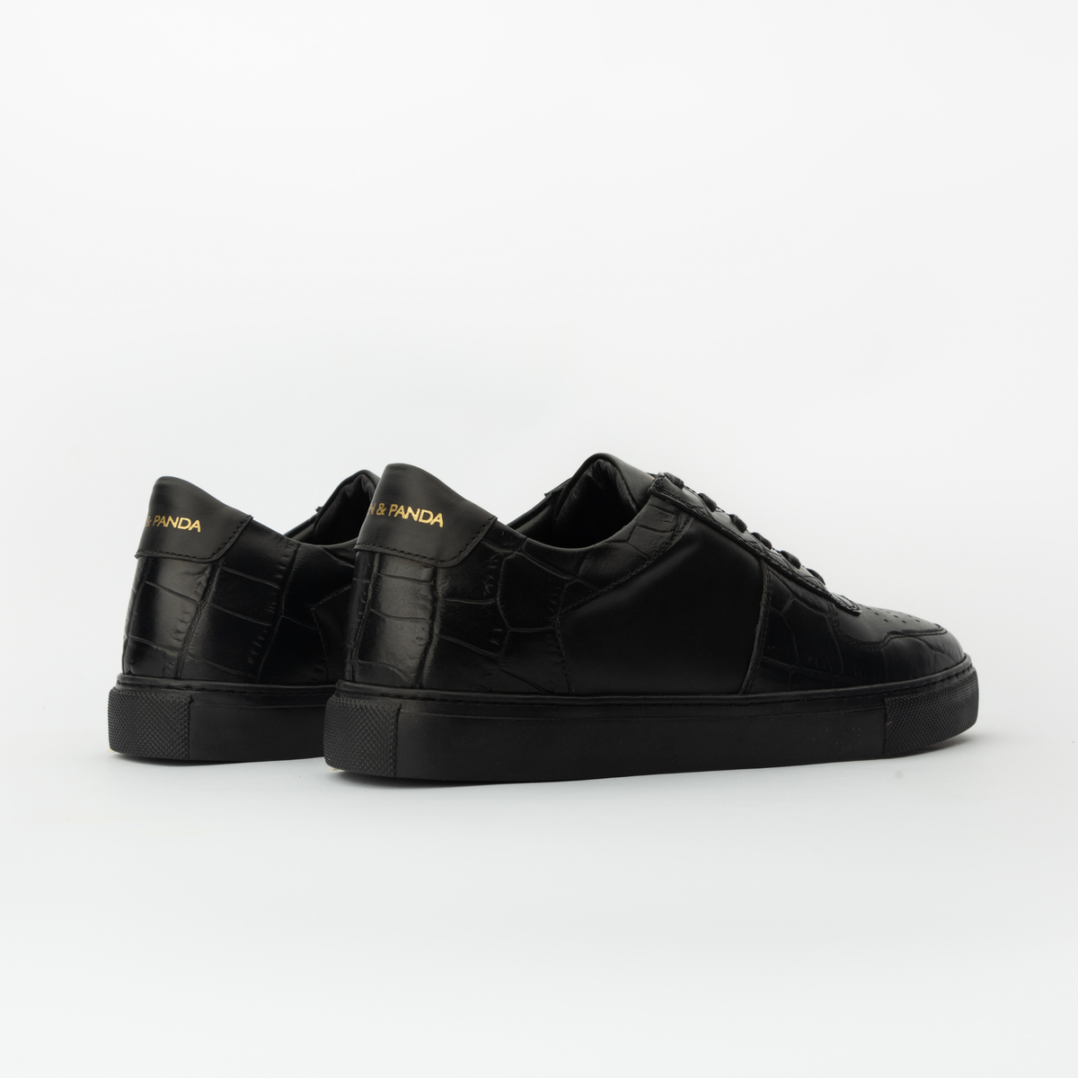 Sneakers BASE en cuir noir - croco noir Men & Panda