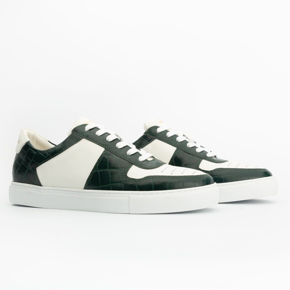 Sneakers BASE en cuir blanc - croco vert Men & Panda