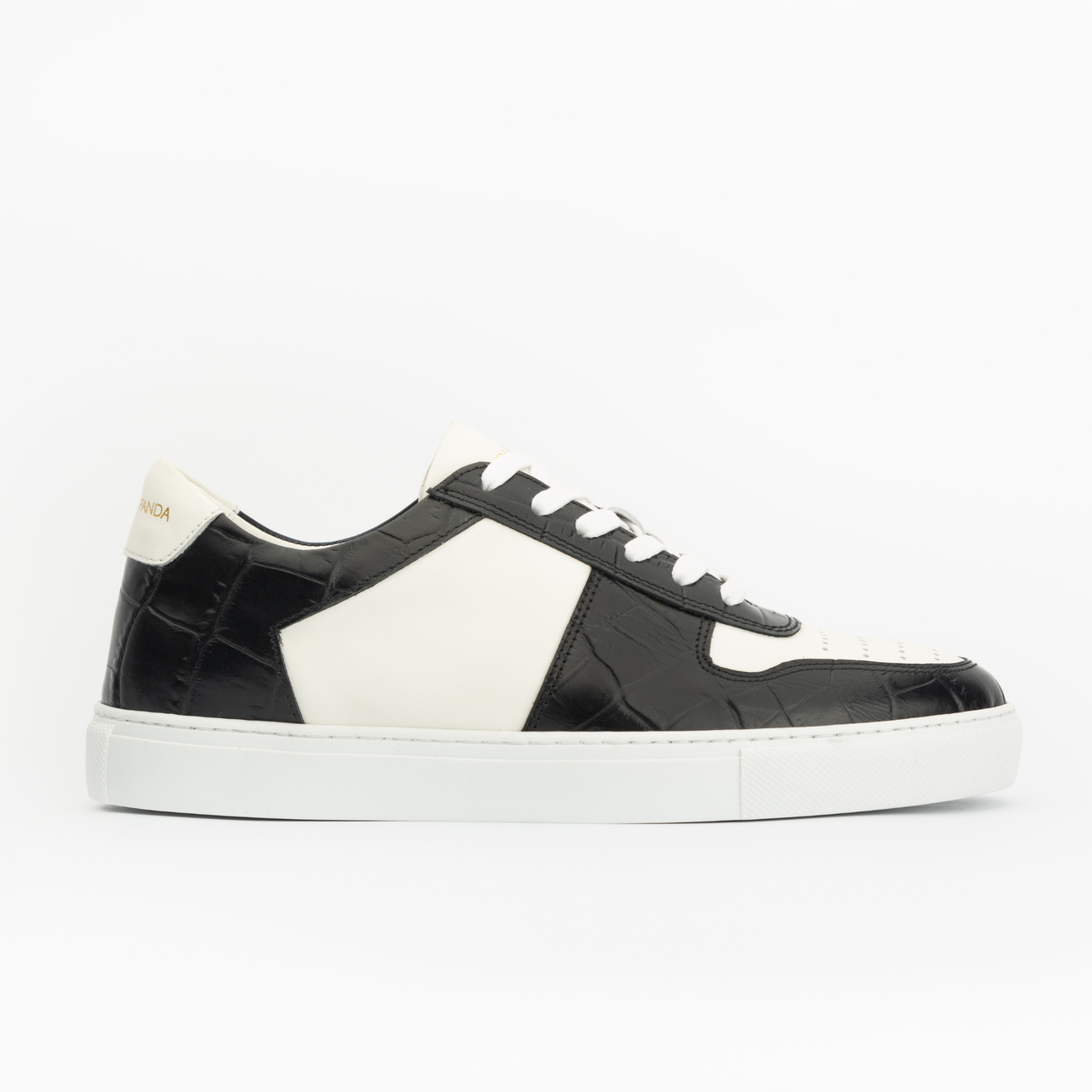 Sneakers BASE en cuir blanc - croco noir Men & Panda