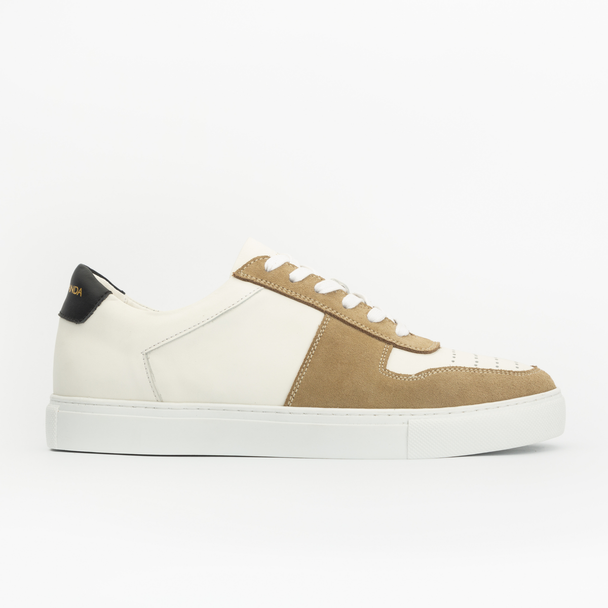 Sneakers BASE en cuir blanc - daim gris