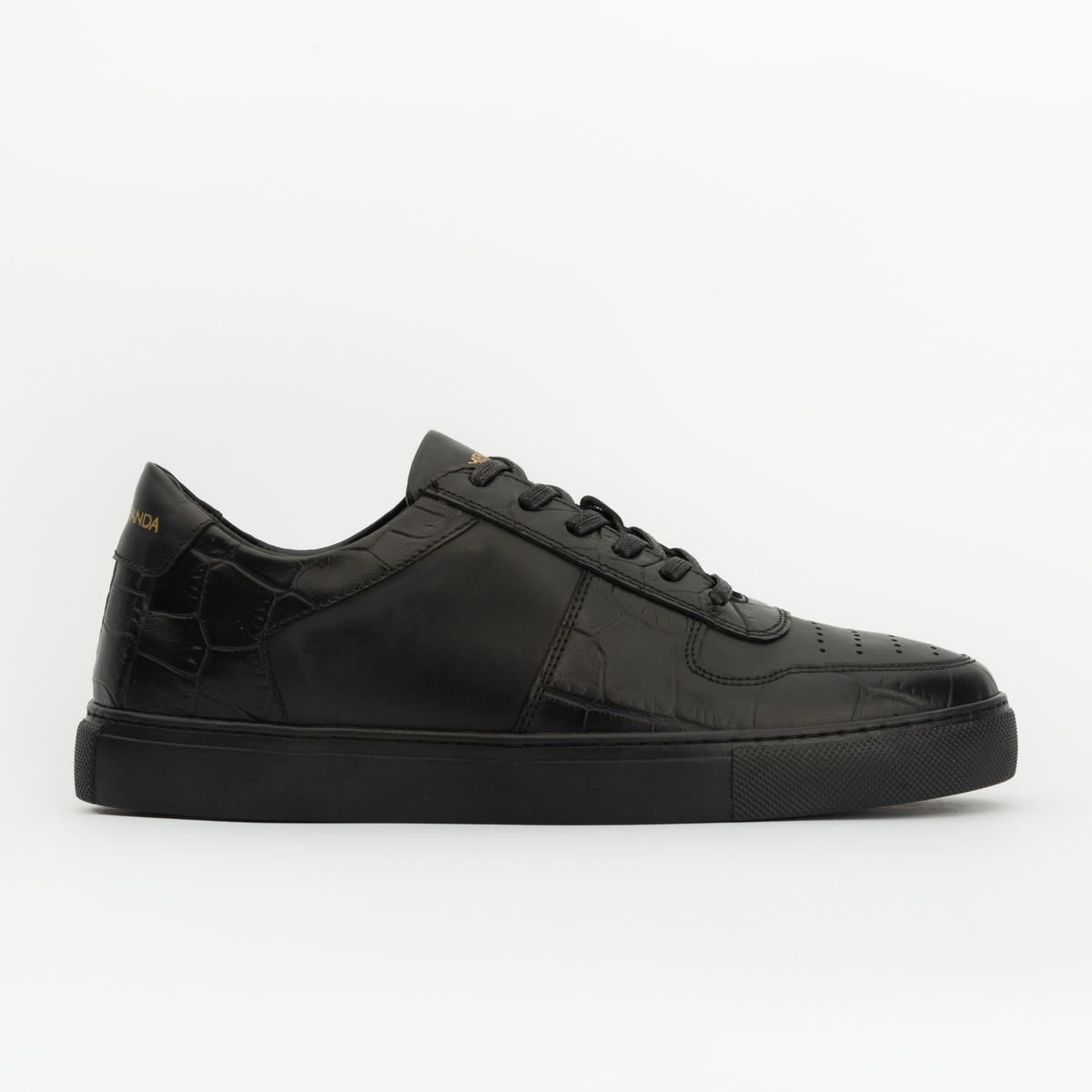 Sneakers BASE en cuir noir - croco noir