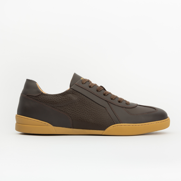 Sneakers RETRO en cuir grainé marron Men & Panda
