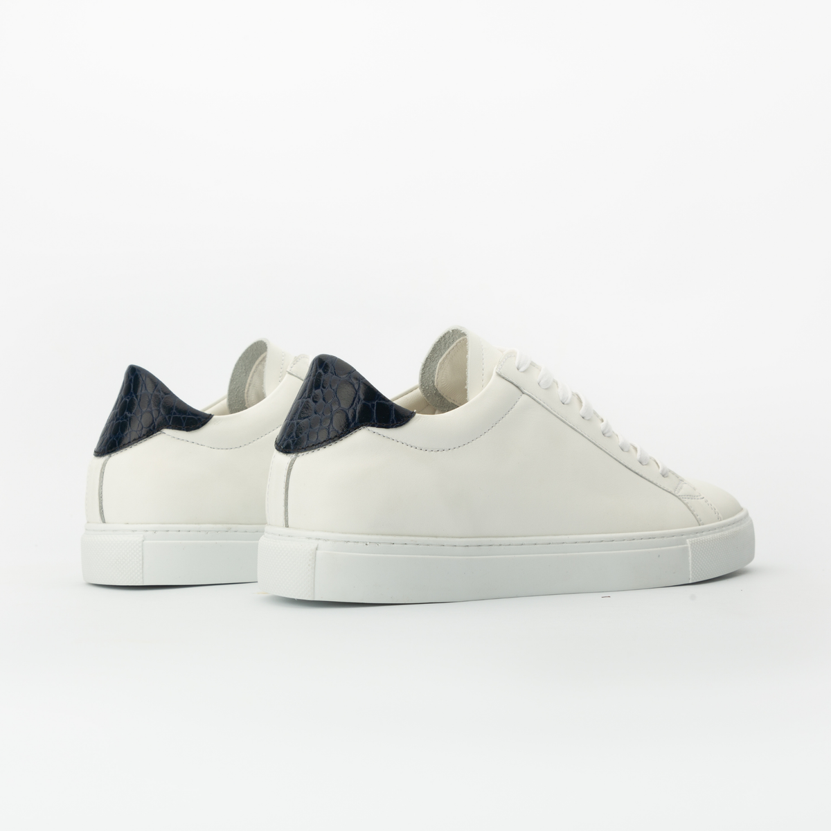 Sneakers GHOST cuir blanc - croco bleu