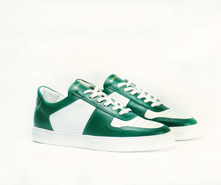 Sneakers BASE en cuir blanc et vert
