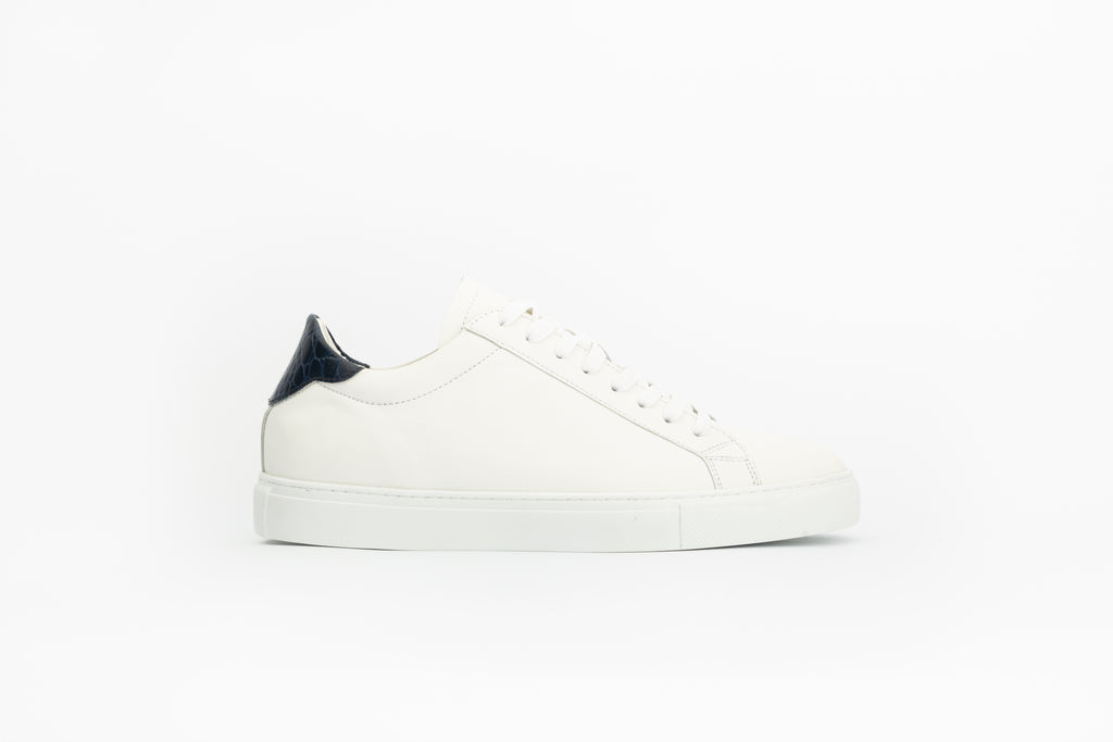 Baskets Ghost en cuir blanc et effet croco bleu 
