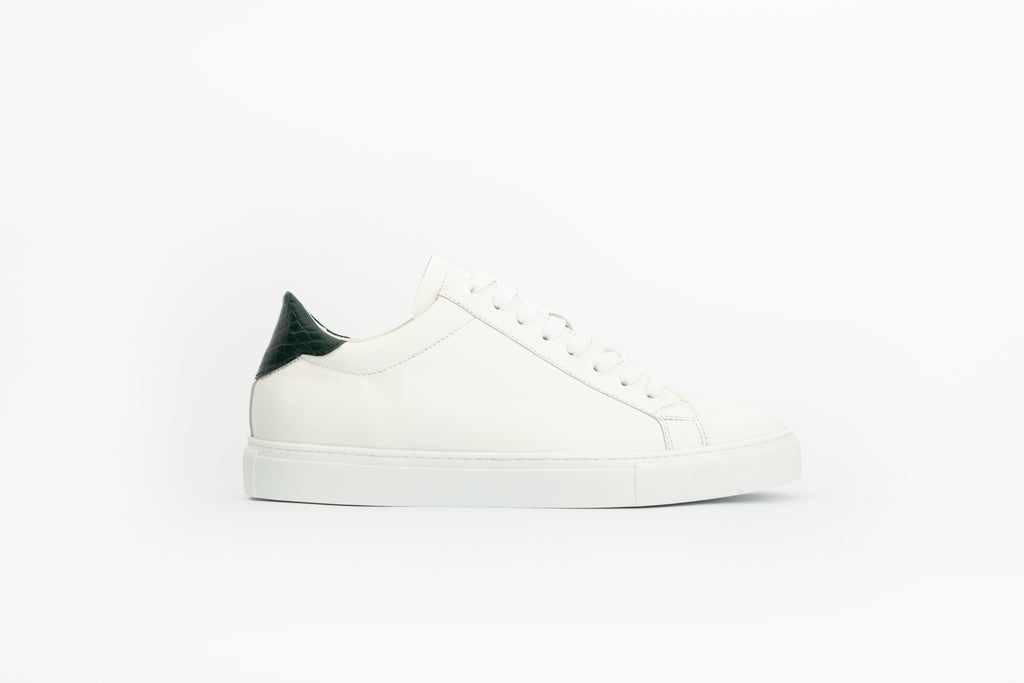 Sneakers Ghost en cuir blanc et effet croco vert 