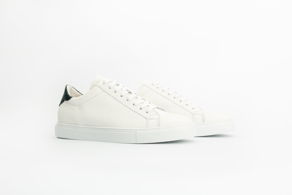 Sneakers Ghost en cuir blanc et effet croco vert 