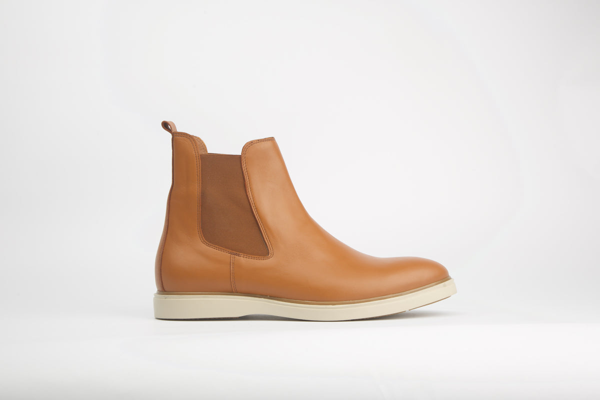 Bottine Chelsea en cuir camel