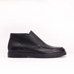 Mocassins montants en cuir grainé noir
