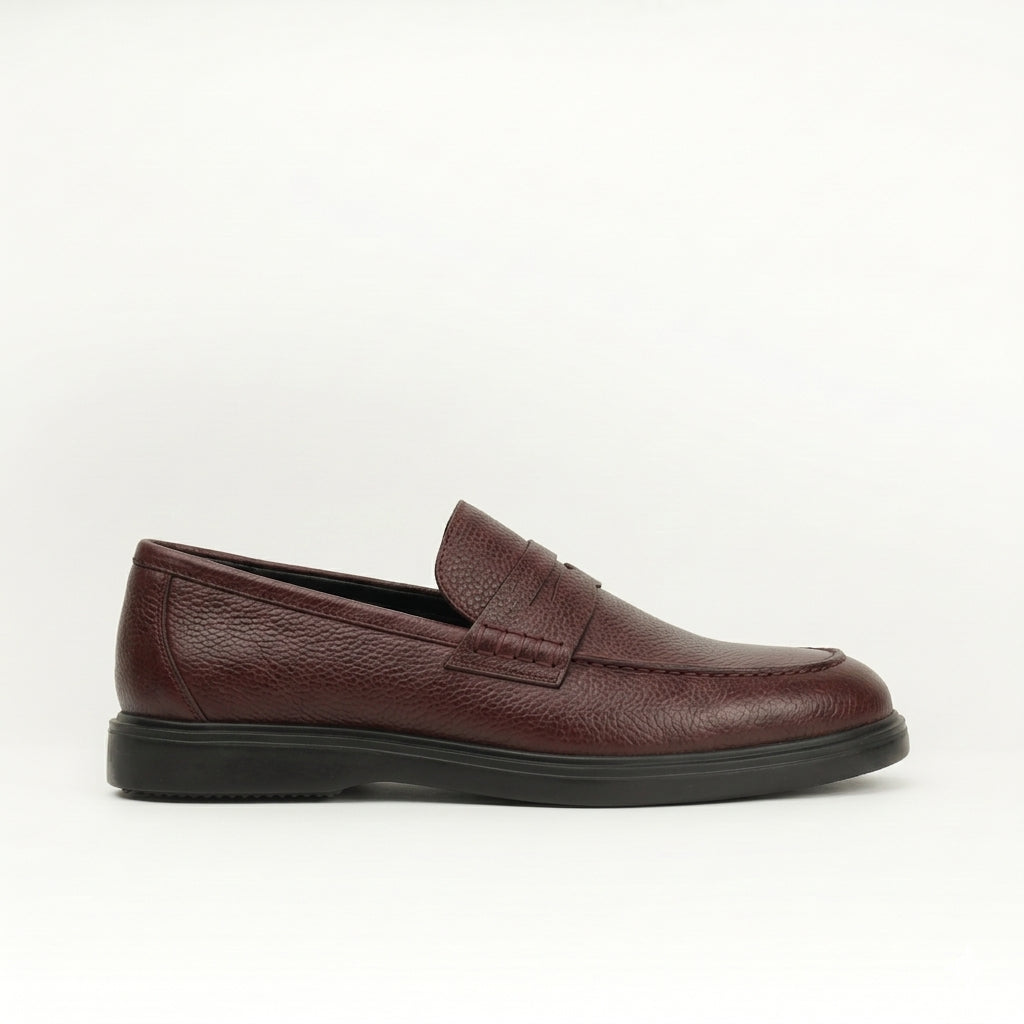 Mocassins en cuir grainé bordeaux Men & Panda