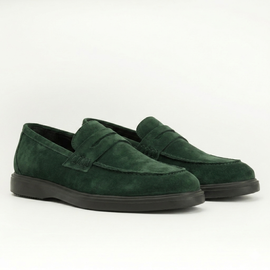 Mocassins en daim vert Men & Panda