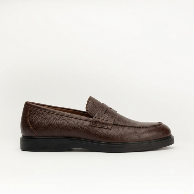 Mocassins en cuir marron grainé Men & Panda