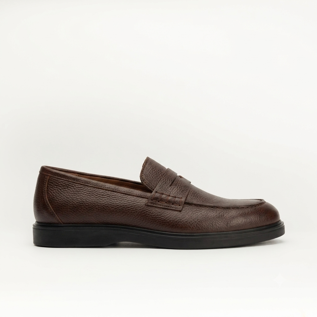 Mocassins en cuir marron grainé Men & Panda