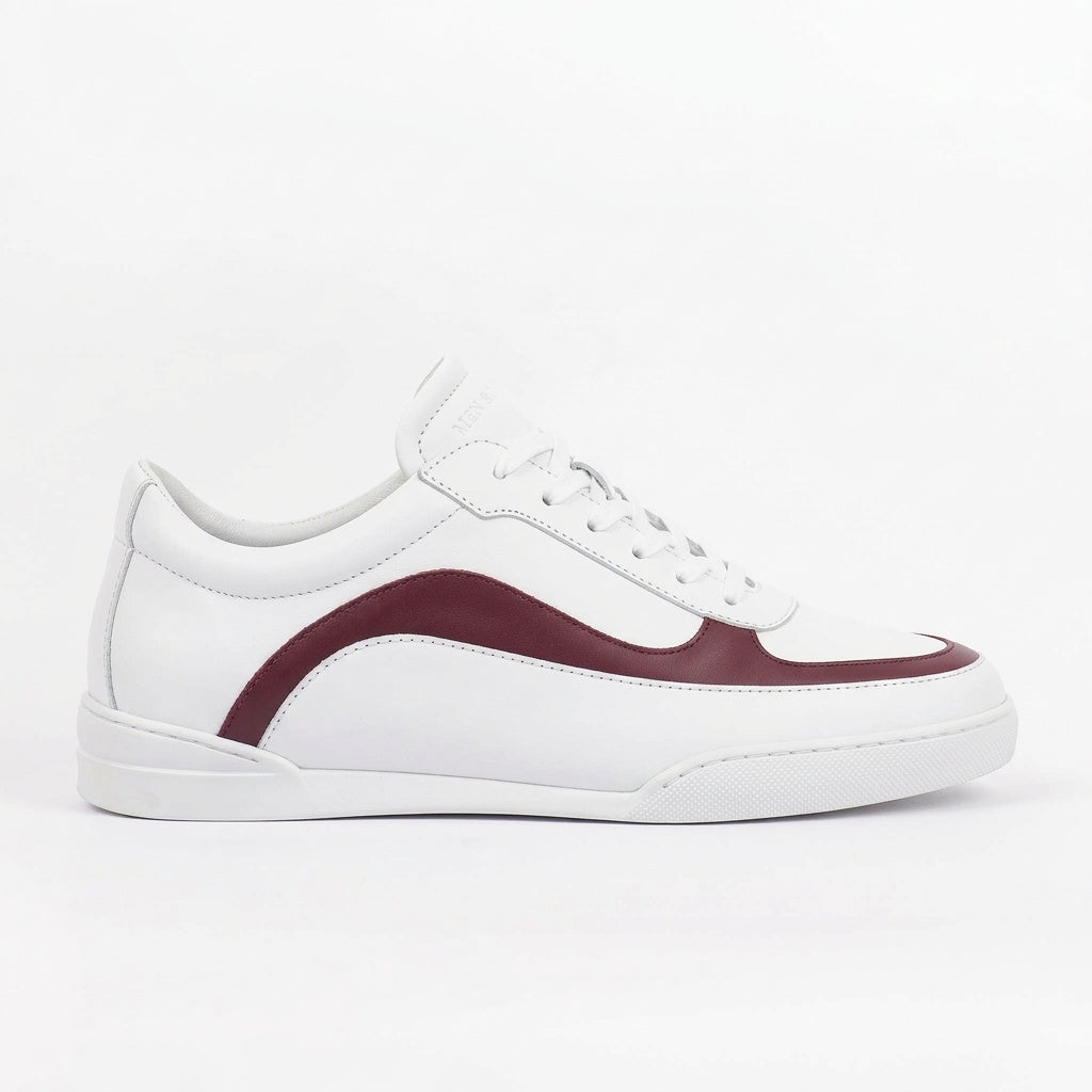 Sneakers WAVES en cuir blanc et bordeaux Men & Panda