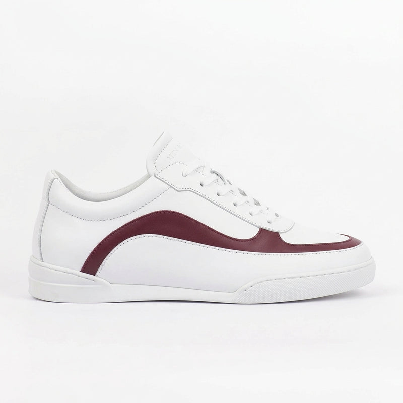 Sneakers WAVES en cuir blanc et bordeaux Men & Panda