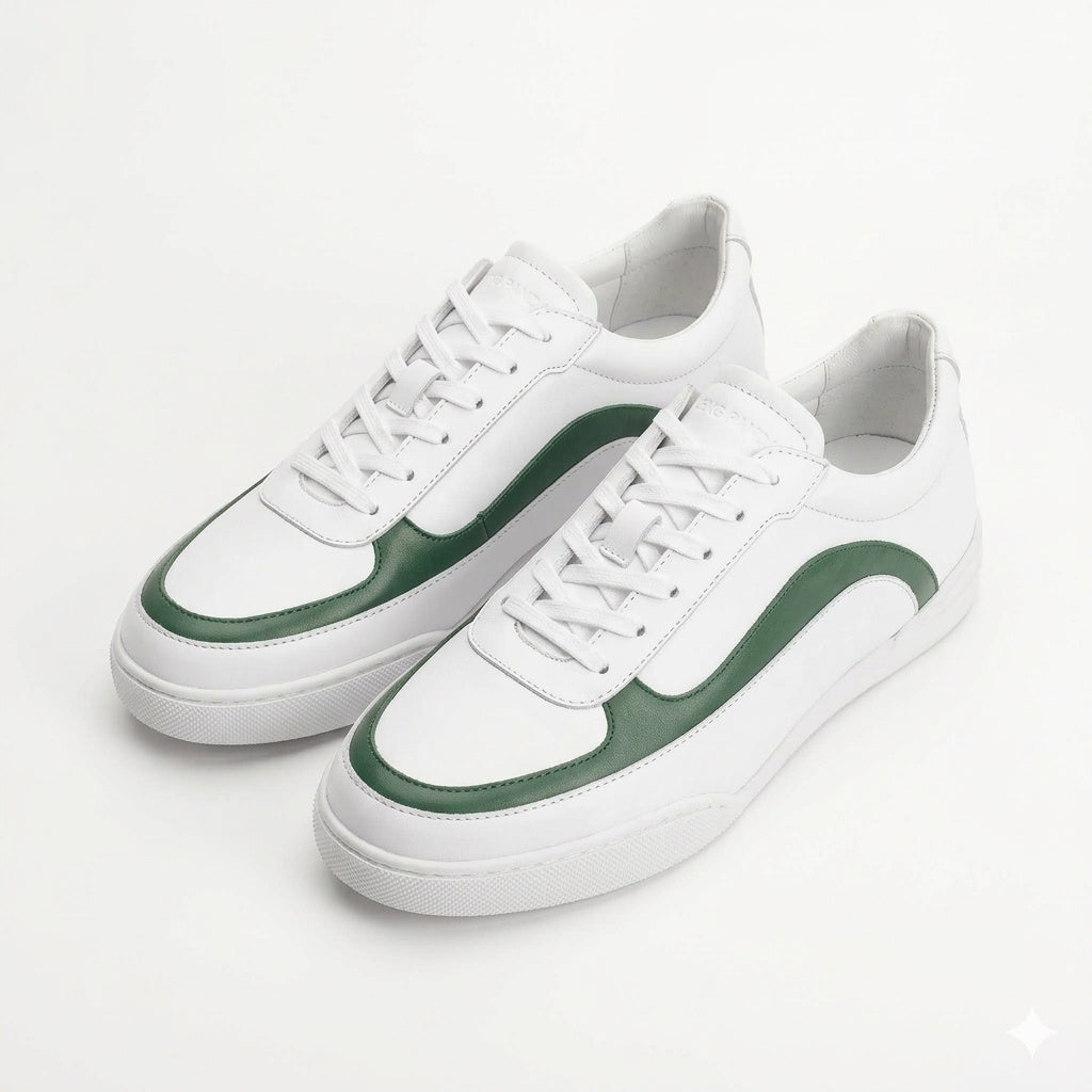 Sneakers WAVES en cuir blanc et vert Men & Panda